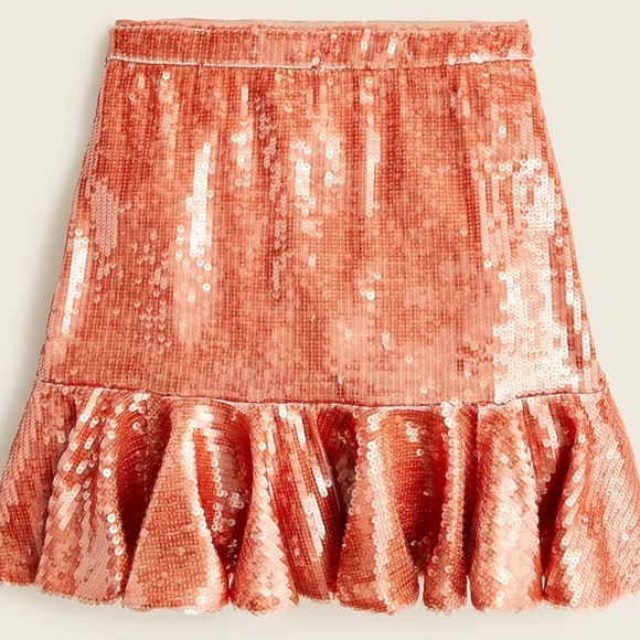 J. Crew - RUFFLE-HEM SEQUIN SKIRT - Size 4 - Picture 1 of 5